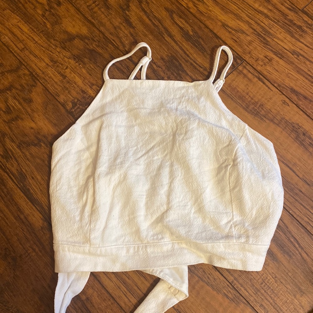 Sail With Me White Tie-Back Cropped Tank Top